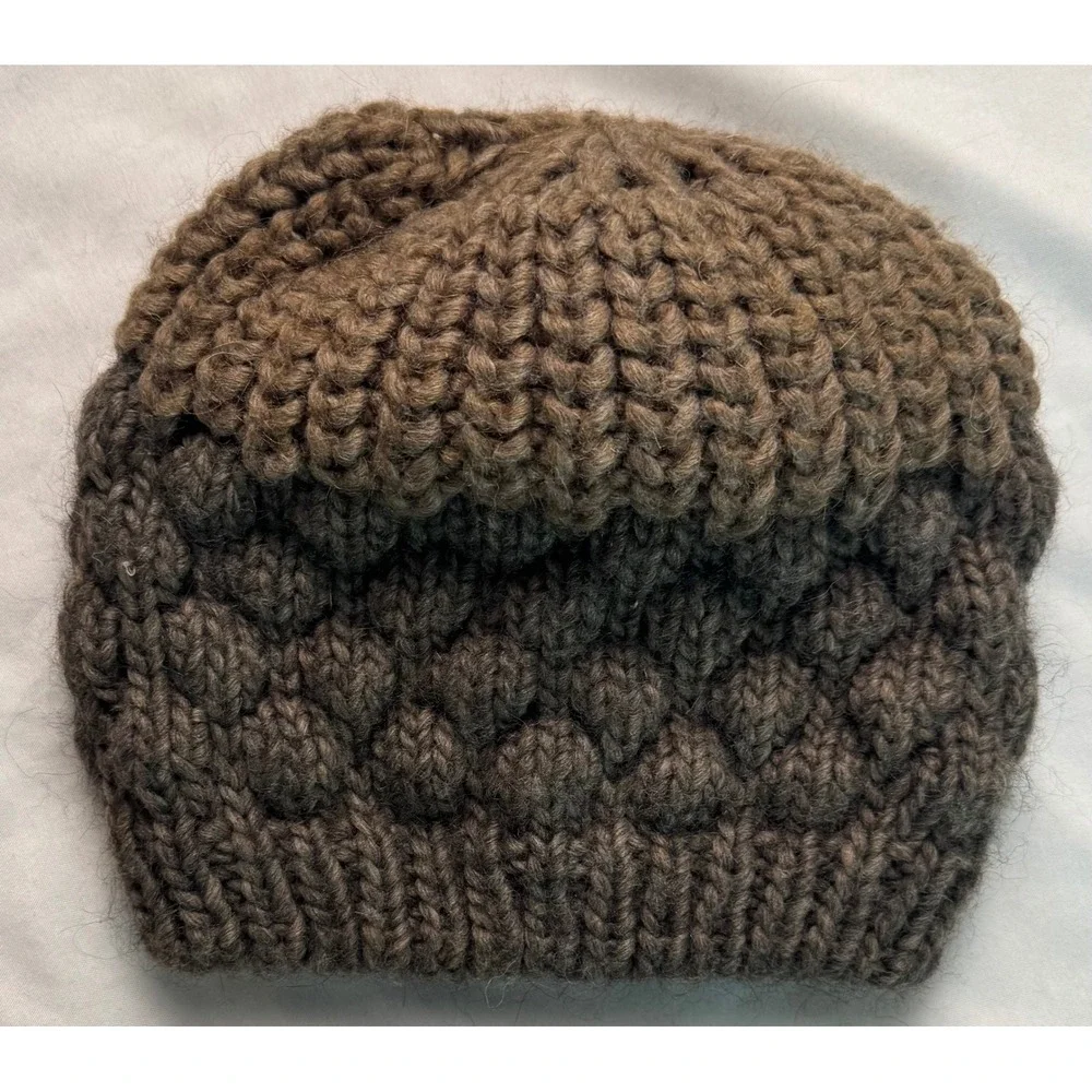 Cintelli e Galluzzo Brown Chunky Knit Beanie Alpaca Wool Blend Made in Italy Hat